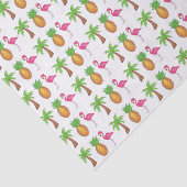 Tropisch rosa Flamingo Grüner Palmenbaum Ananas Seidenpapier (Ausschnitt)