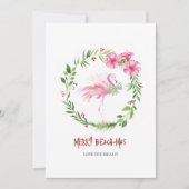 Tropisch rosa Flamingo Grußkarte für Weihnachten (Vorderseite)