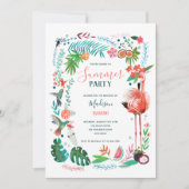 Tropisch-rosa Flamingo im Sommer Party Einladung (Vorderseite)