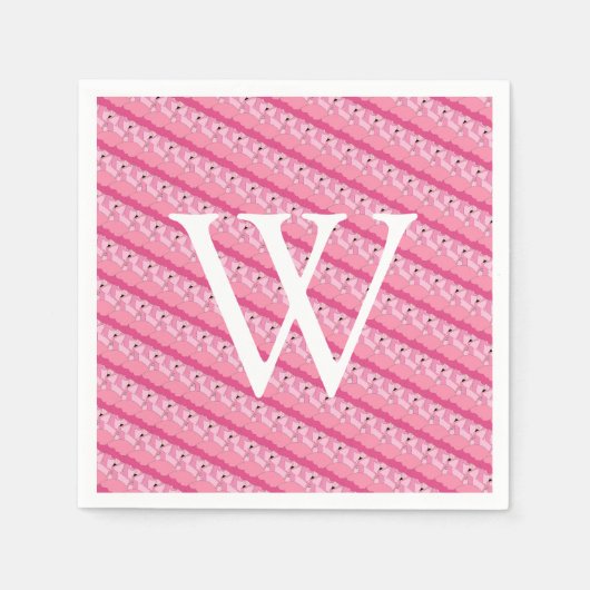 Tropisch rosa Flamingo Initial Monogram Napkins Serviette (Vorderseite)