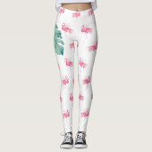 Tropisch rosa Flamingo Kleidung Leggings (Vorderseite)