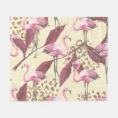 Tropisch rosa Flamingo, Leopardenmuster. Fleecedecke (Vorderseite (Horizontal))