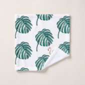 Tropisch rosa Flamingo Malerei Badehandtuch Set (Waschlappen)