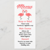 Tropisch rosa Flamingo Menü Hochzeit, Party Luau Menükarte (Vorderseite)