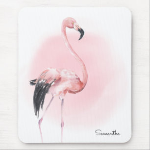 Tropisch rosa Flamingo mit Namen Mousepad