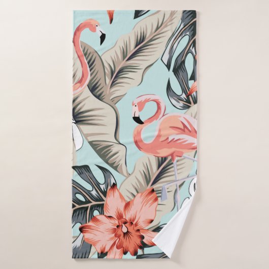 Tropisch rosa Flamingo mit orchiden Blume und Lee Badehandtuch (Badehandtuch)