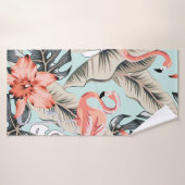 Tropisch rosa Flamingo mit orchiden Blume und Lee Badehandtuch (Badehandtuch)