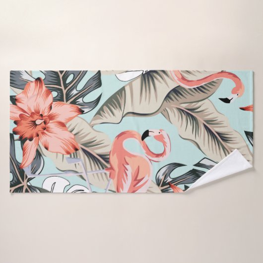 Tropisch rosa Flamingo mit orchiden Blume und Lee Badehandtuch (Badehandtuch)