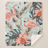 Tropisch rosa Flamingo mit orchiden Blume und Lee Sherpadecke (Vorderseite)