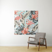 Tropisch rosa Flamingo mit orchiden Blume und Lee Wandteppich (Beispiel)