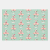 Tropisch rosa Flamingo mit Weihnachtsmannmützen We Geschenkpapier Set (Vorderseite 2)