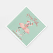 Tropisch rosa Flamingo mit Weihnachtsmannmützen We Serviette (Ecke)