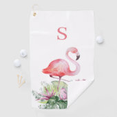 Tropisch rosa Flamingo Monogram Golfhandtuch (Insitu)