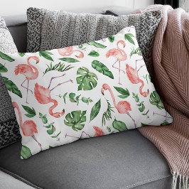 Tropisch rosa Flamingo Muster v2 Dekokissen