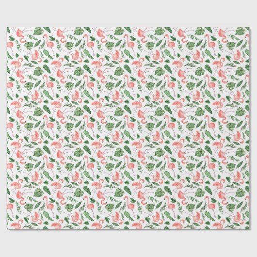 Tropisch rosa Flamingo Muster v2 Geschenkpapier (Flach)