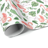 Tropisch rosa Flamingo Muster v2 Geschenkpapier (Rolleneckpunkt)
