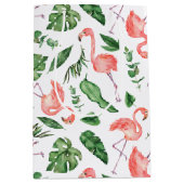Tropisch rosa Flamingo Muster v2 Mittlere Geschenktüte (Vorderseite)