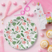 Tropisch rosa Flamingo Muster v2 Pappteller (Party)