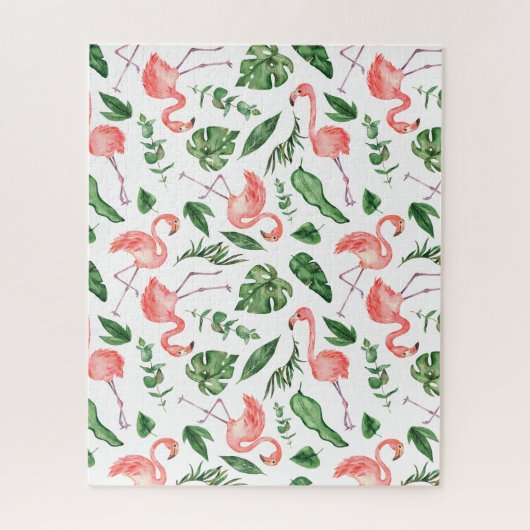 Tropisch rosa Flamingo Muster v2 Puzzle (Vertikal)