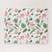 Tropisch rosa Flamingo Muster v2 Puzzle (Horizontal)