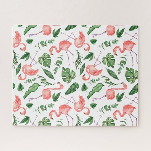 Tropisch rosa Flamingo Muster v2 Puzzle (Horizontal)