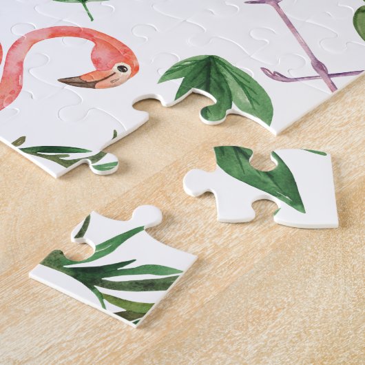 Tropisch rosa Flamingo Muster v2 Puzzle (Seite)