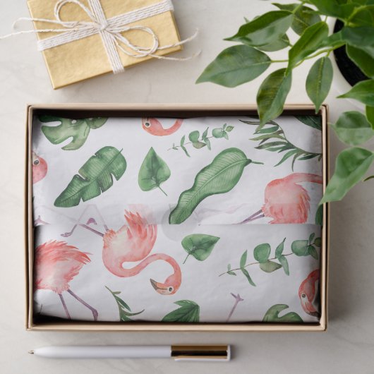 Tropisch rosa Flamingo Muster v2 Seidenpapier (Geschenk)