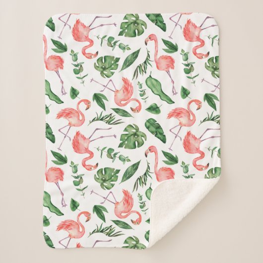 Tropisch rosa Flamingo Muster v2 Sherpadecke (Vorderseite)