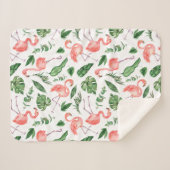 Tropisch rosa Flamingo Muster v2 Sherpadecke (Vorderseite (Horizontal))