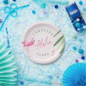 Tropisch rosa Flamingo personalisierte Geburtstags Pappteller (Party)