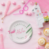 Tropisch rosa Flamingo personalisierte Geburtstags Pappteller (Party)