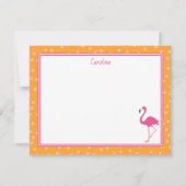 Tropisch rosa Flamingo Polka Dots Orange Note Card Mitteilungskarte (Vorderseite)