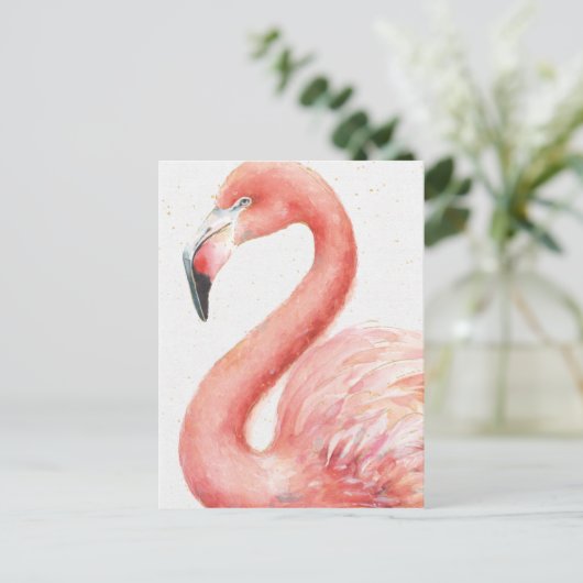 tropisch | Rosa Flamingo Postkarte (Stehend Vorderseite)