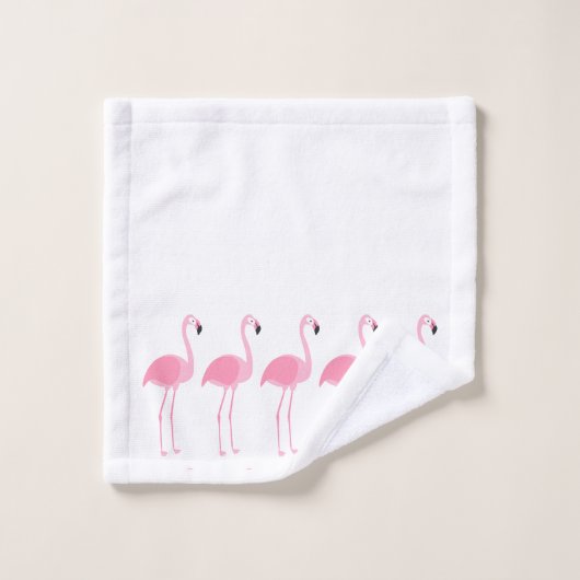 Tropisch rosa Flamingo Stripe Monogram Badhandtuch Set (Waschlappen)