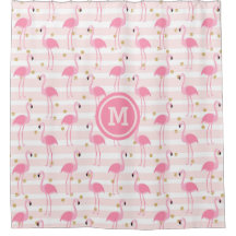 Tropisch rosa Flamingo Stripe Monogram 