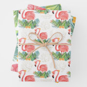 Tropisch rosa Flamingo und Blume Geschenkpapier Set (Beispiel)