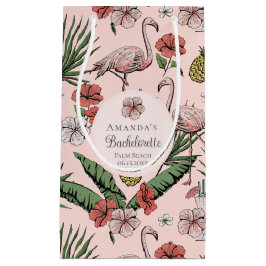 Tropisch rosa Flamingo und Hibiskus Bachelorette Kleine Geschenktüte