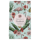 Tropisch rosa Flamingo und Hibiskus Bachelorette Kleine Geschenktüte (Vorderseite)