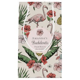 Tropisch rosa Flamingo und Hibiskus Bachelorette Kleine Geschenktüte