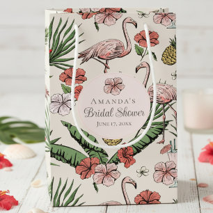 Tropisch rosa Flamingo und Hibiskus Brautparty Kleine Geschenktüte