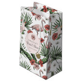 Tropisch rosa Flamingo und Hibiskus Brautparty Kleine Geschenktüte (Rückseite Schrägansicht)