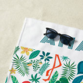 Tropisch rosa Flamingo und tropische Blätter Muste Strandtuch (Beispiel)