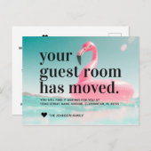 Tropisch rosa Flamingo Veränderung der Adresse bew Ankündigungspostkarte (Vorne/Hinten)