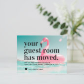 Tropisch rosa Flamingo Veränderung der Adresse bew Ankündigungspostkarte (Stehend Vorderseite)