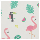 Tropisch rosa Flamingo Wassermelone Blätter Stoff (Nahaufnahme)