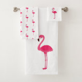 Tropisch rosa Flamingos auf Weiß Badhandtuch Set (Insitu)