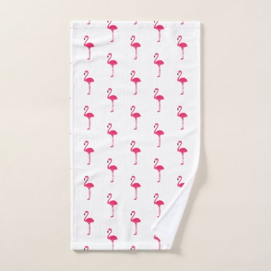 Tropisch rosa Flamingos auf Weiß Badhandtuch Set (Handtuch)