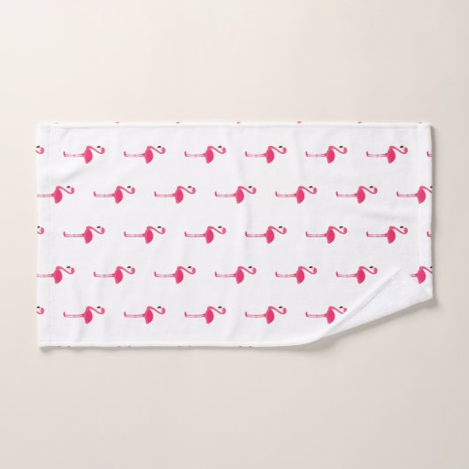 Tropisch rosa Flamingos auf Weiß Badhandtuch Set (Handtuch)