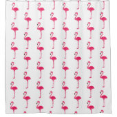 Tropisch rosa Flamingos auf Weiß Duschvorhang (Vorderseite)