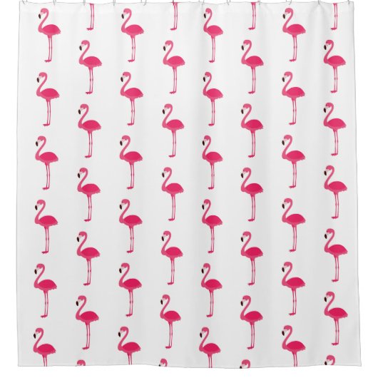 Tropisch rosa Flamingos auf Weiß Duschvorhang (Vorderseite)